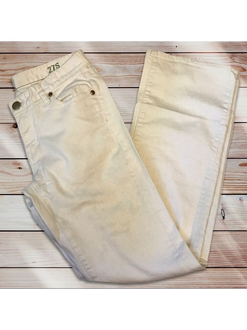 J Crew White Bootcut Mid Rise 8” Skinny 5 Pocket Classic Denim Jeans